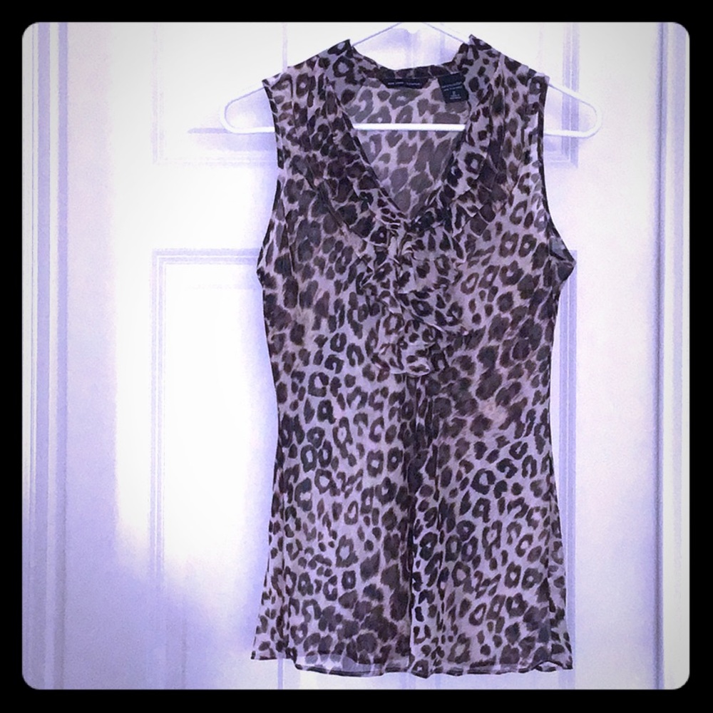 New York & Company Sheer Blouse animal